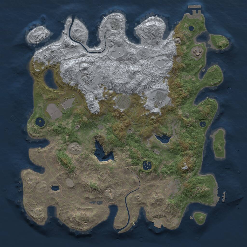 Rust Map: Procedural Map, Size: 4000, Seed: 1886781008, 14 Monuments