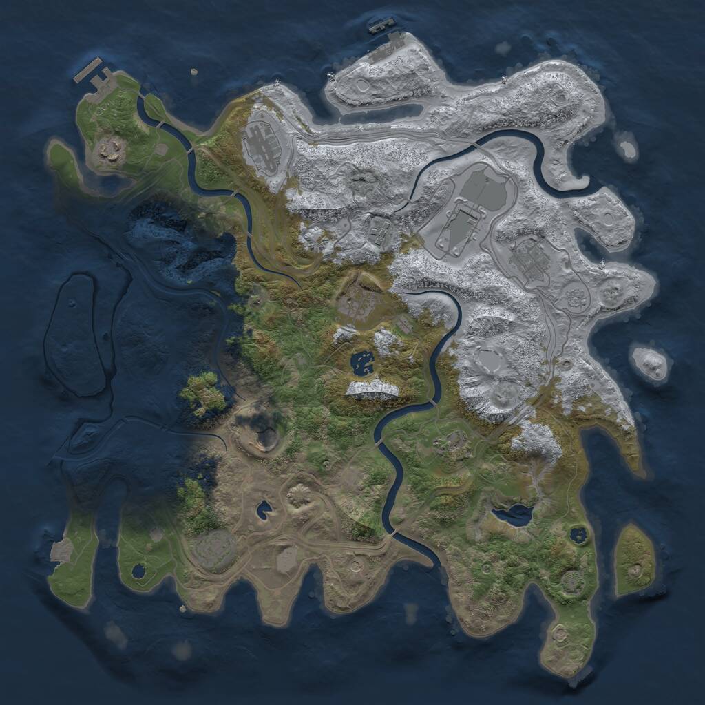 Rust Map: Procedural Map, Size: 4250, Seed: 959848224, 16 Monuments