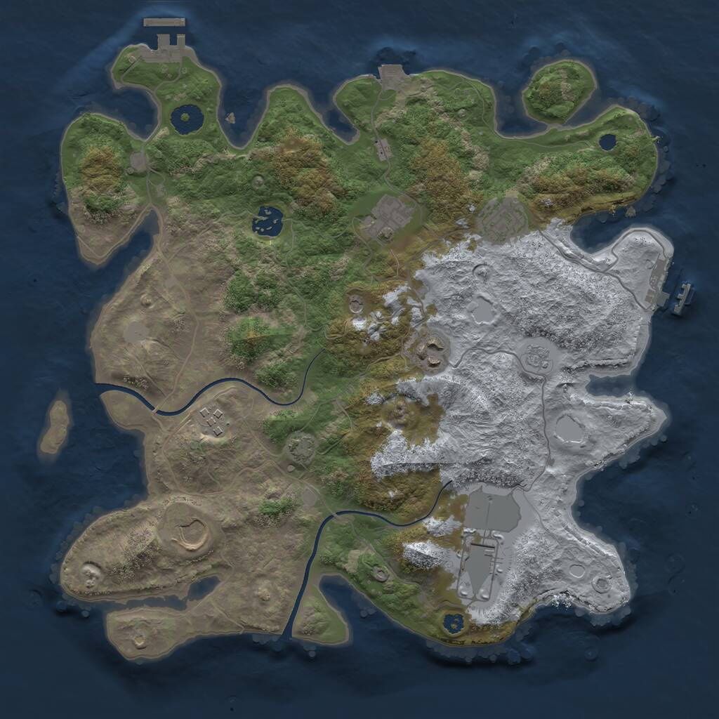 Rust Map: Procedural Map, Size: 3500, Seed: 892174246, 13 Monuments