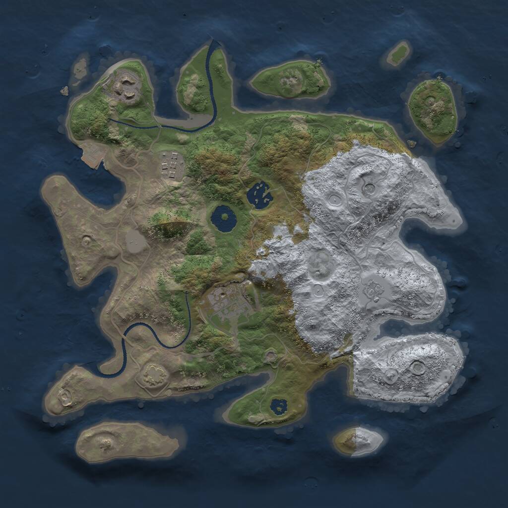 Rust Map: Procedural Map, Size: 3000, Seed: 1490945206, 8 Monuments