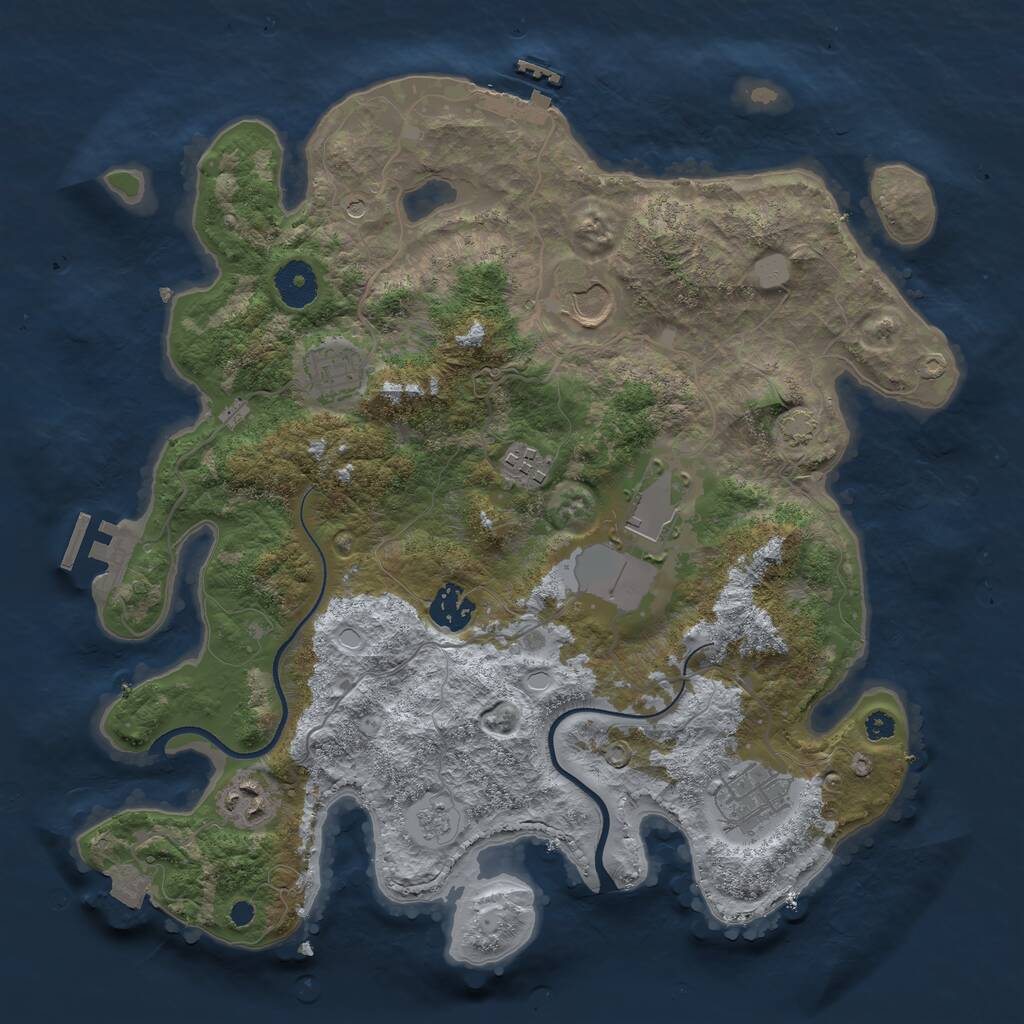 Rust Map: Procedural Map, Size: 3500, Seed: 19343519, 13 Monuments