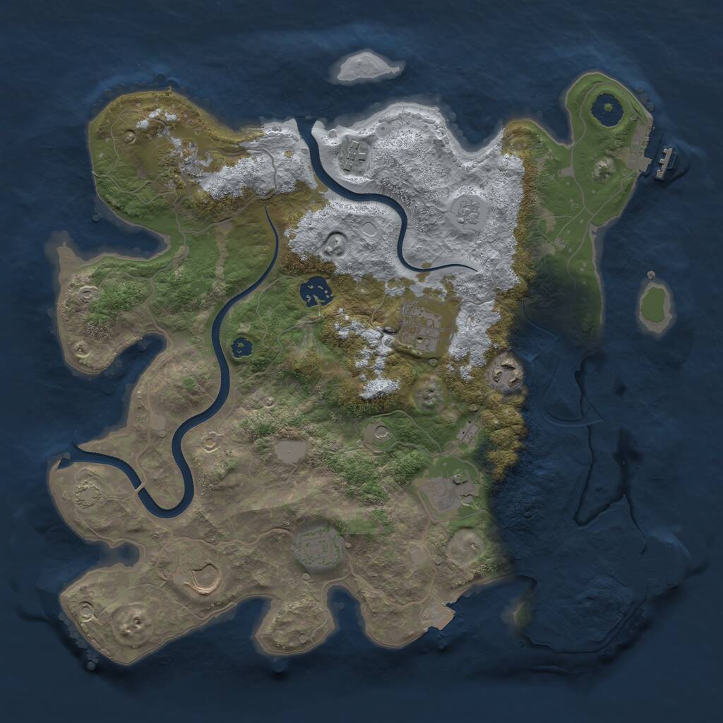Rust Map: Procedural Map, Size: 3500, Seed: 398023691, 14 Monuments