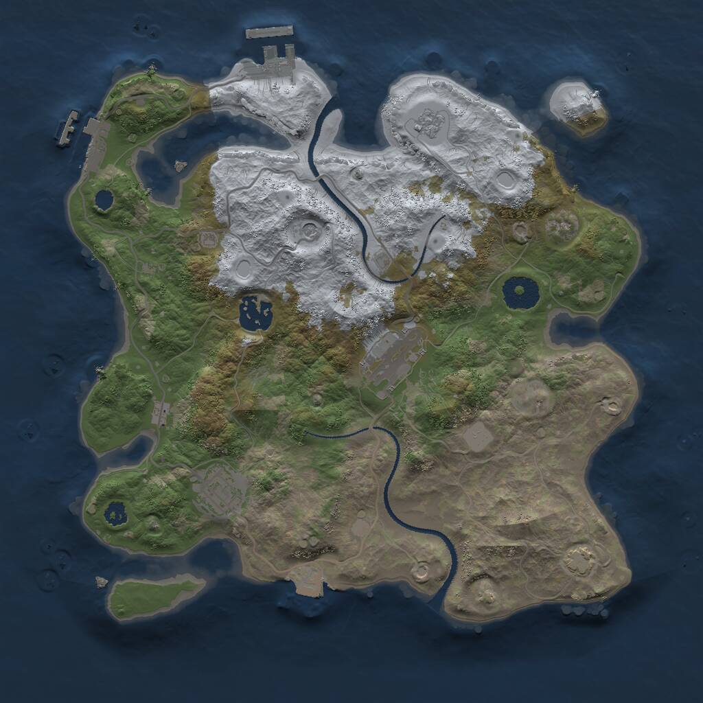 Rust Map: Procedural Map, Size: 3000, Seed: 1322487253, 9 Monuments