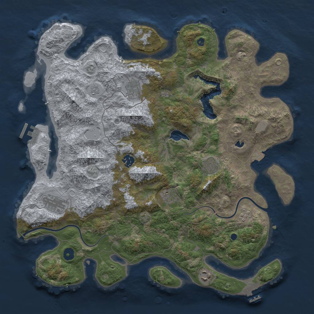 Rust Map: Procedural Map, Size: 4000, Seed: 1062273152, 13 Monuments