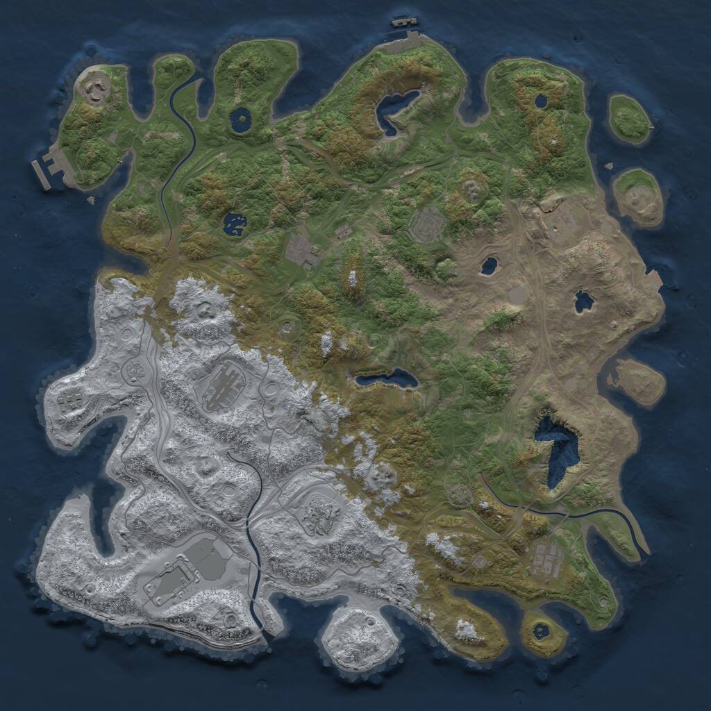 Rust Map: Procedural Map, Size: 4500, Seed: 2054610128, 16 Monuments