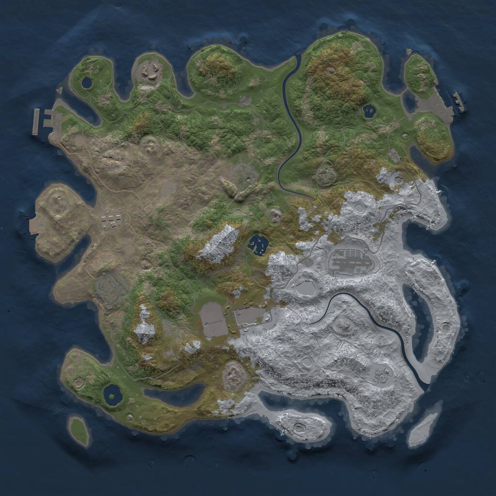 Rust Map: Procedural Map, Size: 3750, Seed: 560658608, 13 Monuments