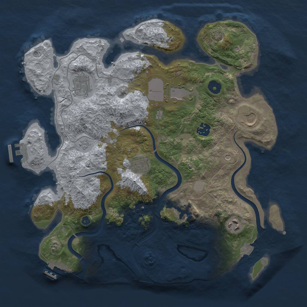 Rust Map: Procedural Map, Size: 3500, Seed: 229732381, 14 Monuments