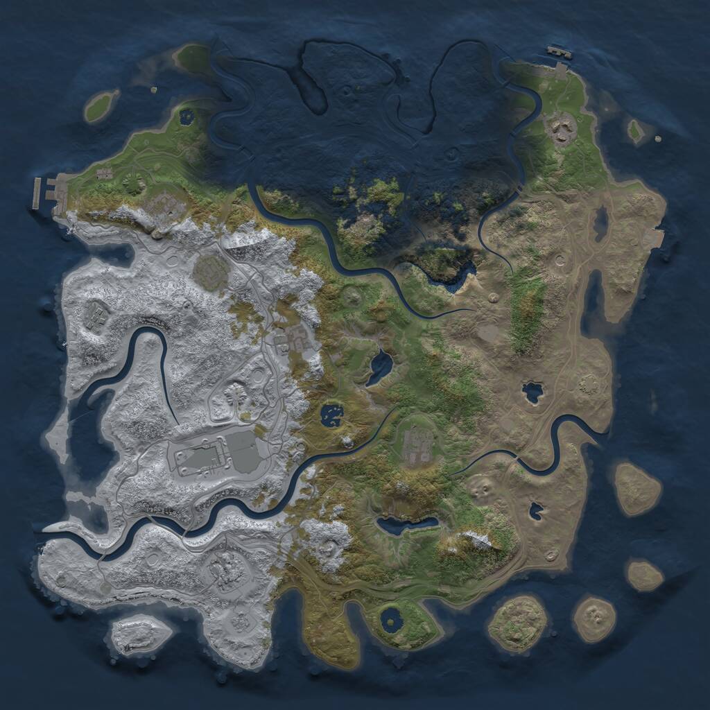 Rust Map: Procedural Map, Size: 4500, Seed: 2083270246, 15 Monuments
