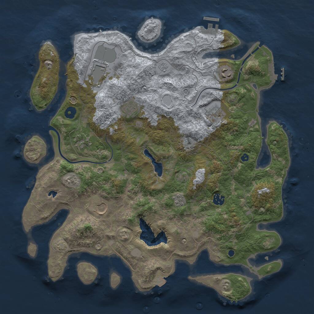 Rust Map: Procedural Map, Size: 4000, Seed: 25234, 14 Monuments