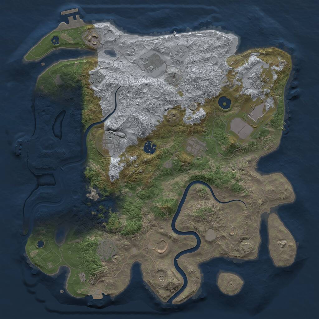 Rust Map: Procedural Map, Size: 3750, Seed: 1449743632, 16 Monuments