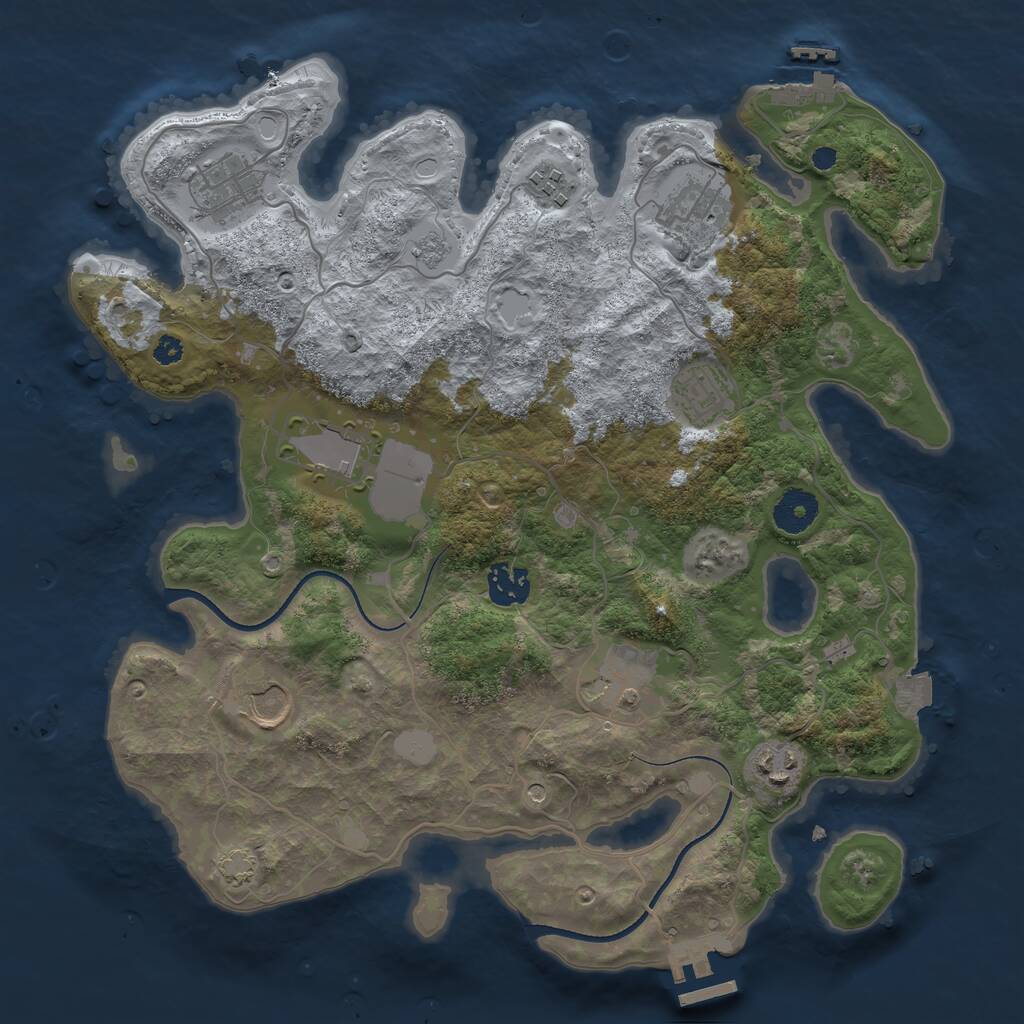 Rust Map: Procedural Map, Size: 3500, Seed: 936671798, 15 Monuments