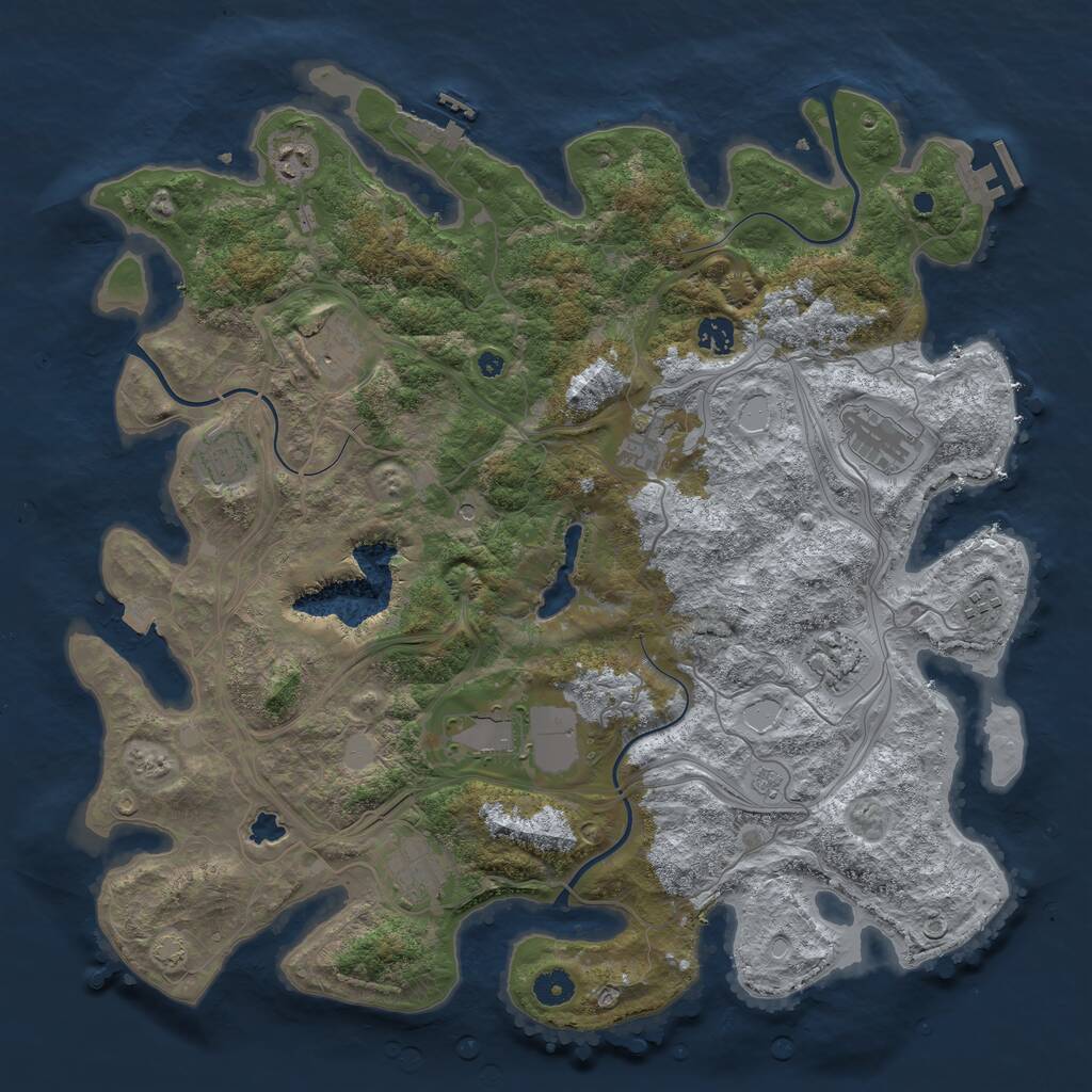 Rust Map: Procedural Map, Size: 4300, Seed: 1149888369, 16 Monuments