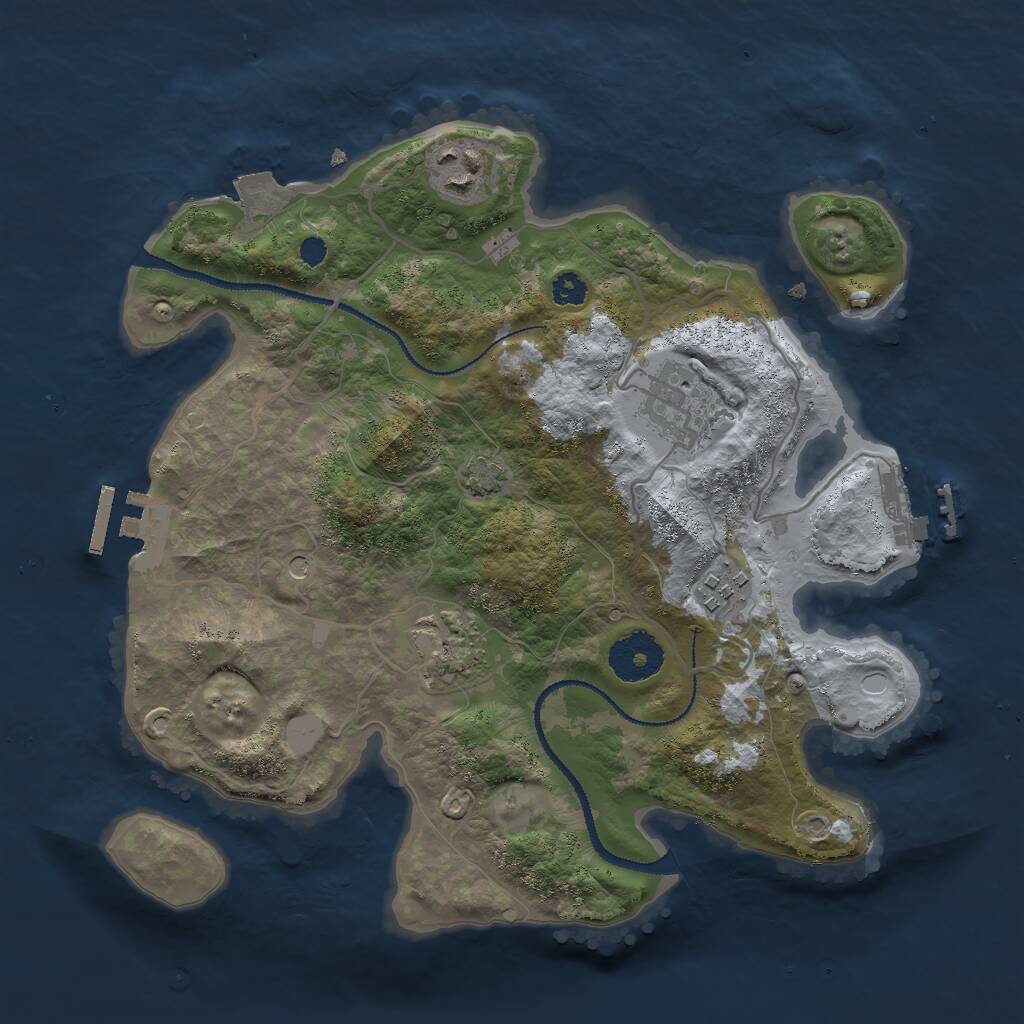 Rust Map: Procedural Map, Size: 3000, Seed: 1243742543, 9 Monuments