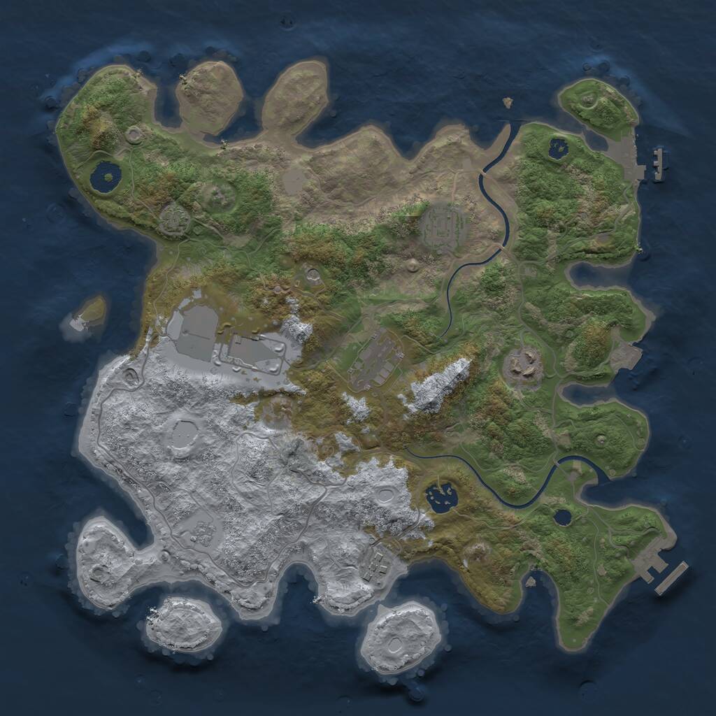 Rust Map: Procedural Map, Size: 3500, Seed: 326750264, 12 Monuments