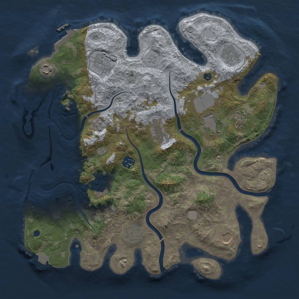 Rust Map: Procedural Map, Size: 3750, Seed: 324778875, 17 Monuments