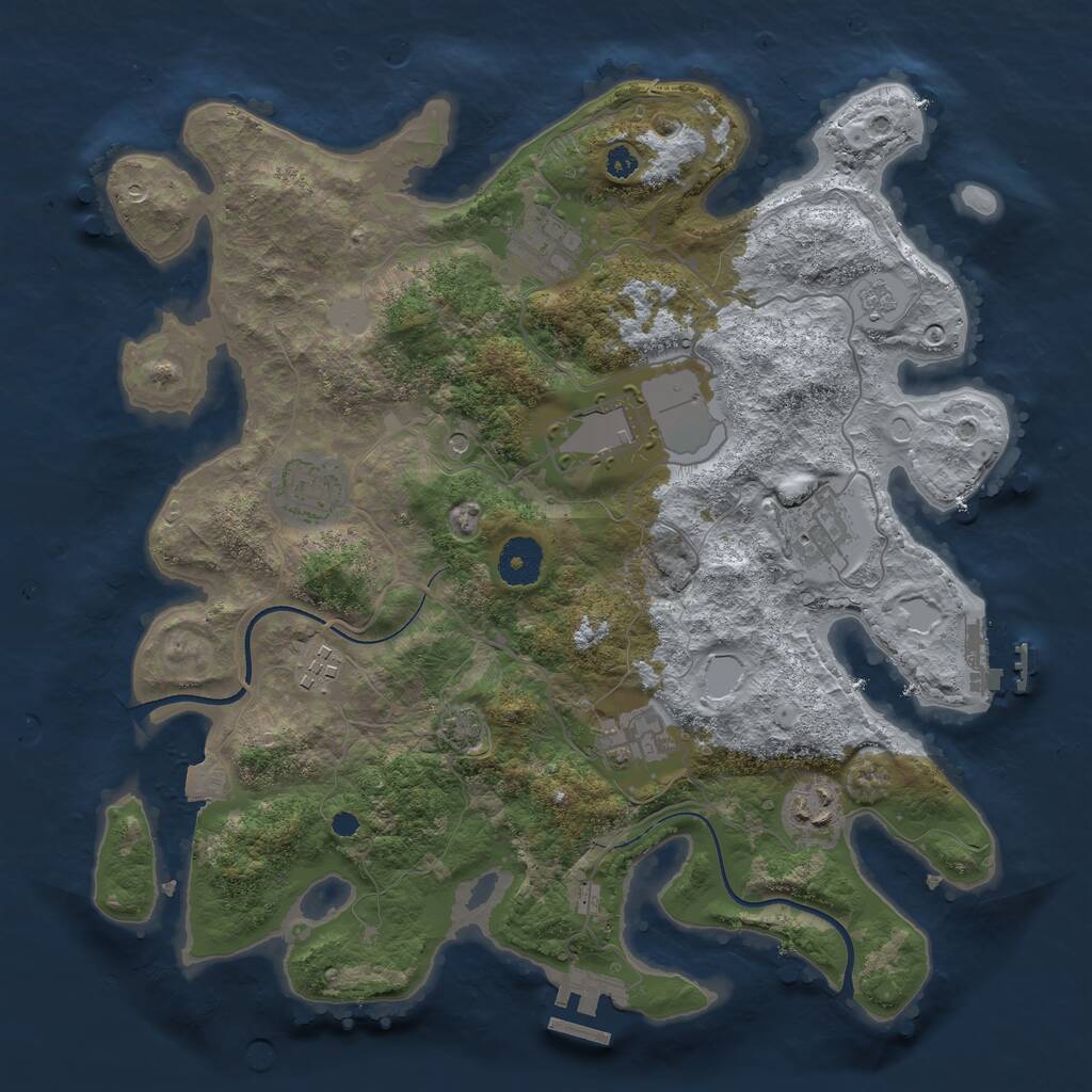 Rust Map: Procedural Map, Size: 3500, Seed: 511031716, 13 Monuments