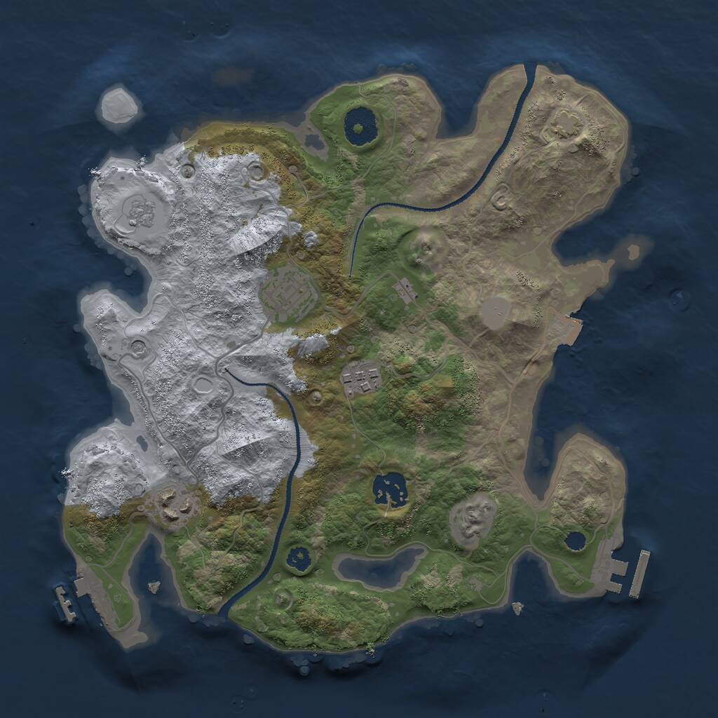 Rust Map: Procedural Map, Size: 3000, Seed: 93512, 10 Monuments
