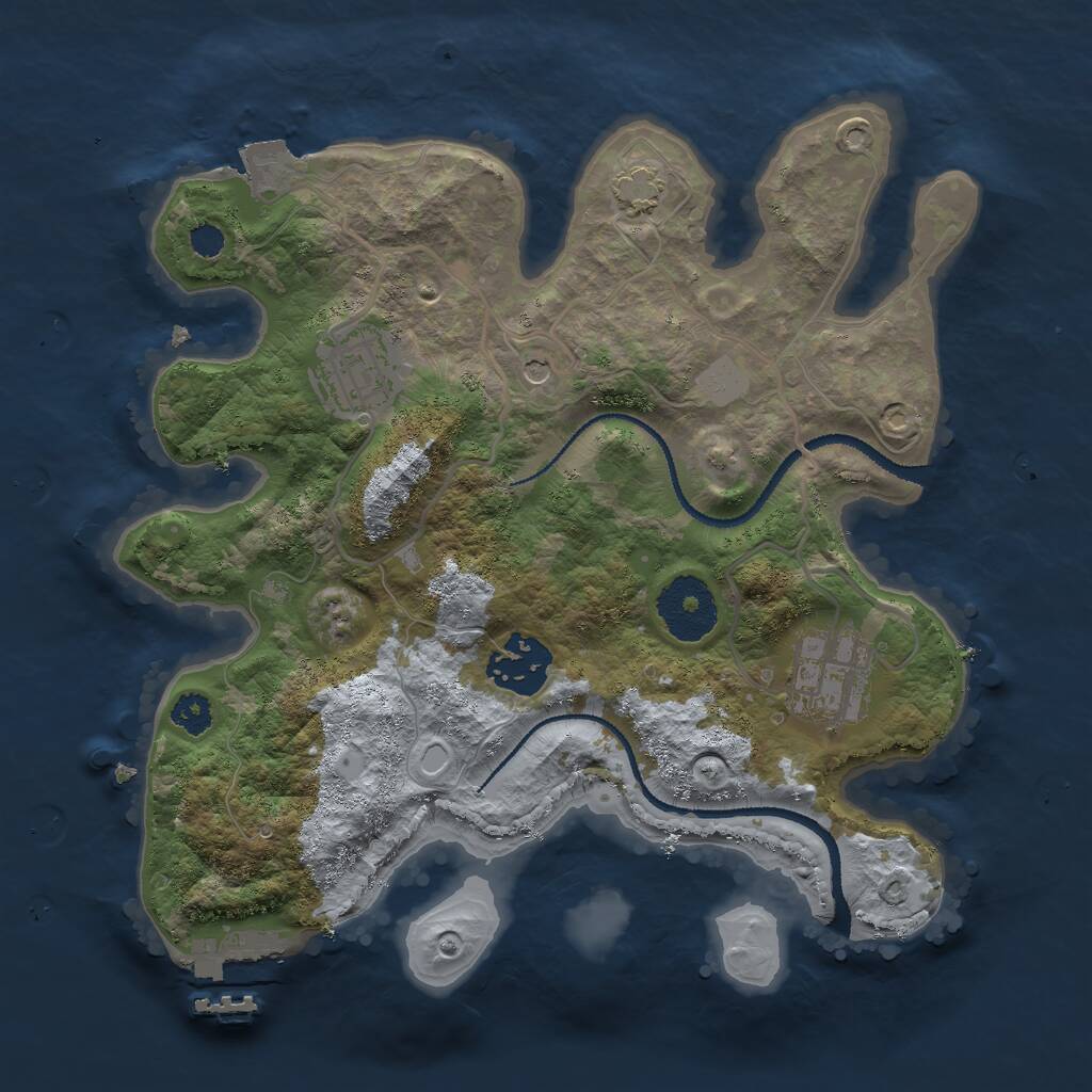 Rust Map: Procedural Map, Size: 2700, Seed: 1096600316, 7 Monuments