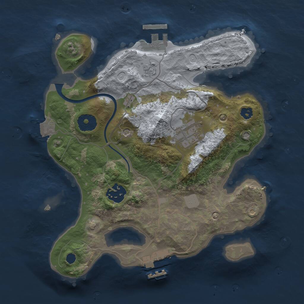 Rust Map: Procedural Map, Size: 2500, Seed: 1451793022, 7 Monuments
