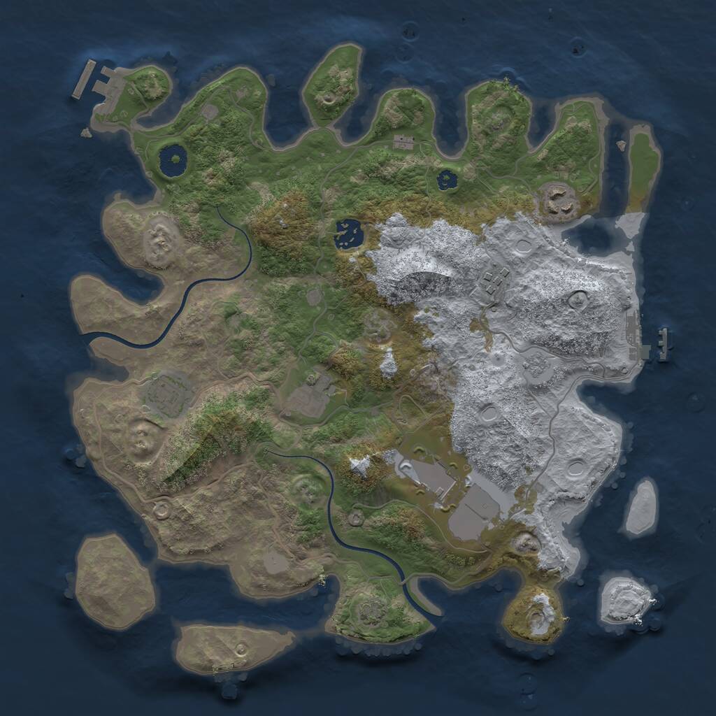 Rust Map: Procedural Map, Size: 3500, Seed: 1829216216, 11 Monuments