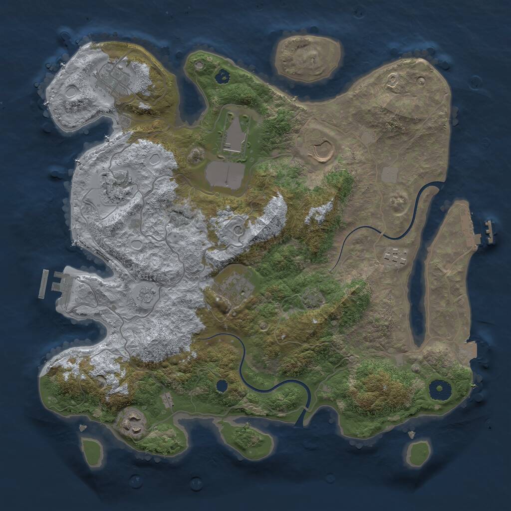 Rust Map: Procedural Map, Size: 3500, Seed: 1543674738, 13 Monuments