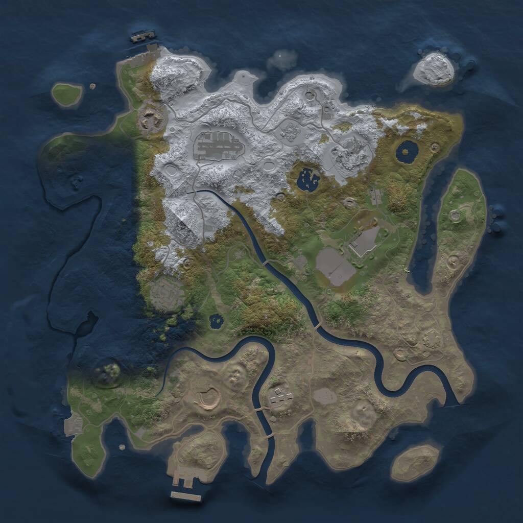 Rust Map: Procedural Map, Size: 3500, Seed: 1937532, 14 Monuments