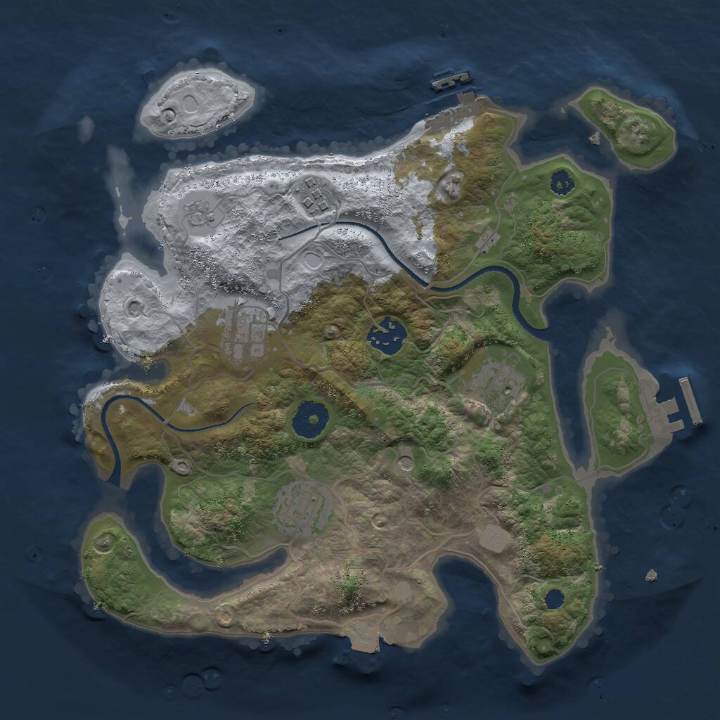 Rust Map: Procedural Map, Size: 3000, Seed: 6204, 10 Monuments