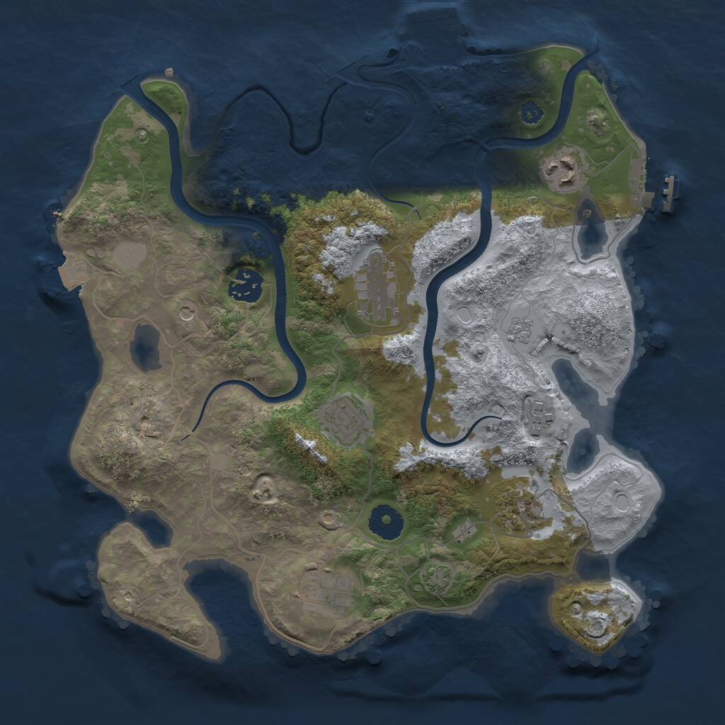 Rust Map: Procedural Map, Size: 3200, Seed: 225861381, 13 Monuments