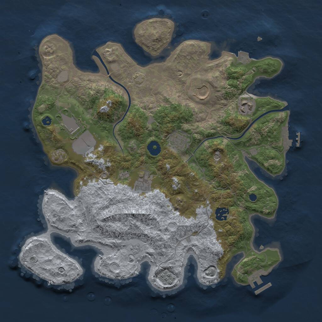 Rust Map: Procedural Map, Size: 3500, Seed: 122085, 13 Monuments