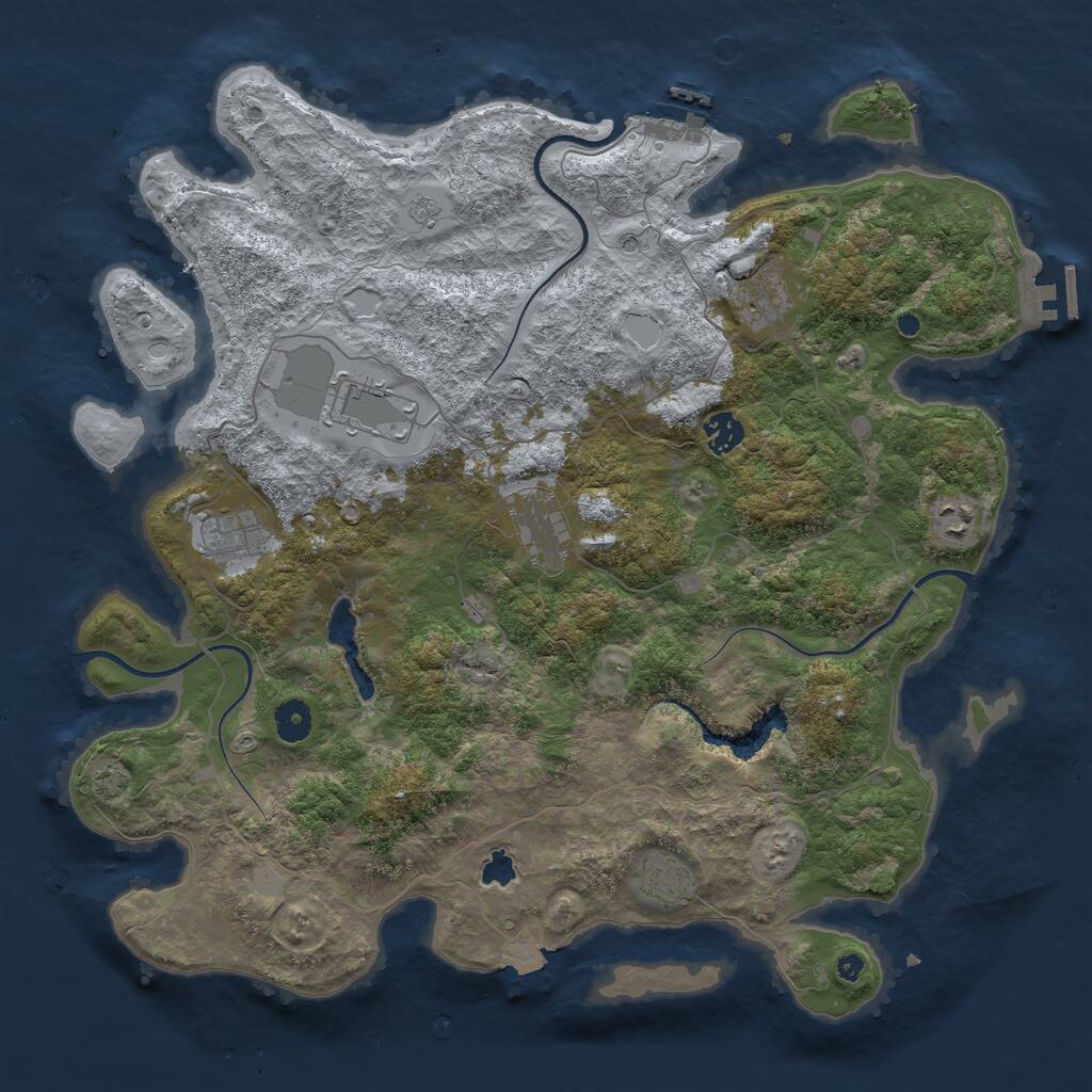 Rust Map: Procedural Map, Size: 4096, Seed: 648252, 13 Monuments