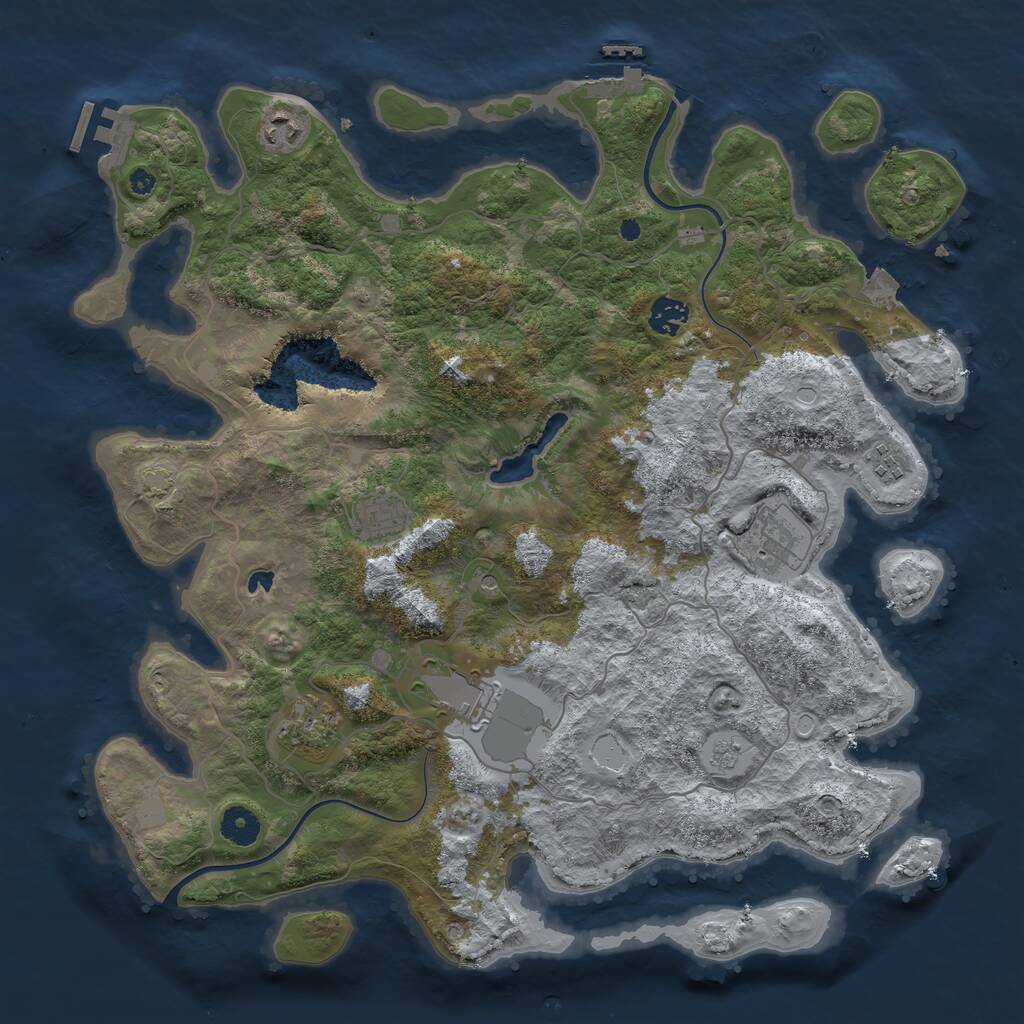 Rust Map: Procedural Map, Size: 4000, Seed: 1199863722, 13 Monuments