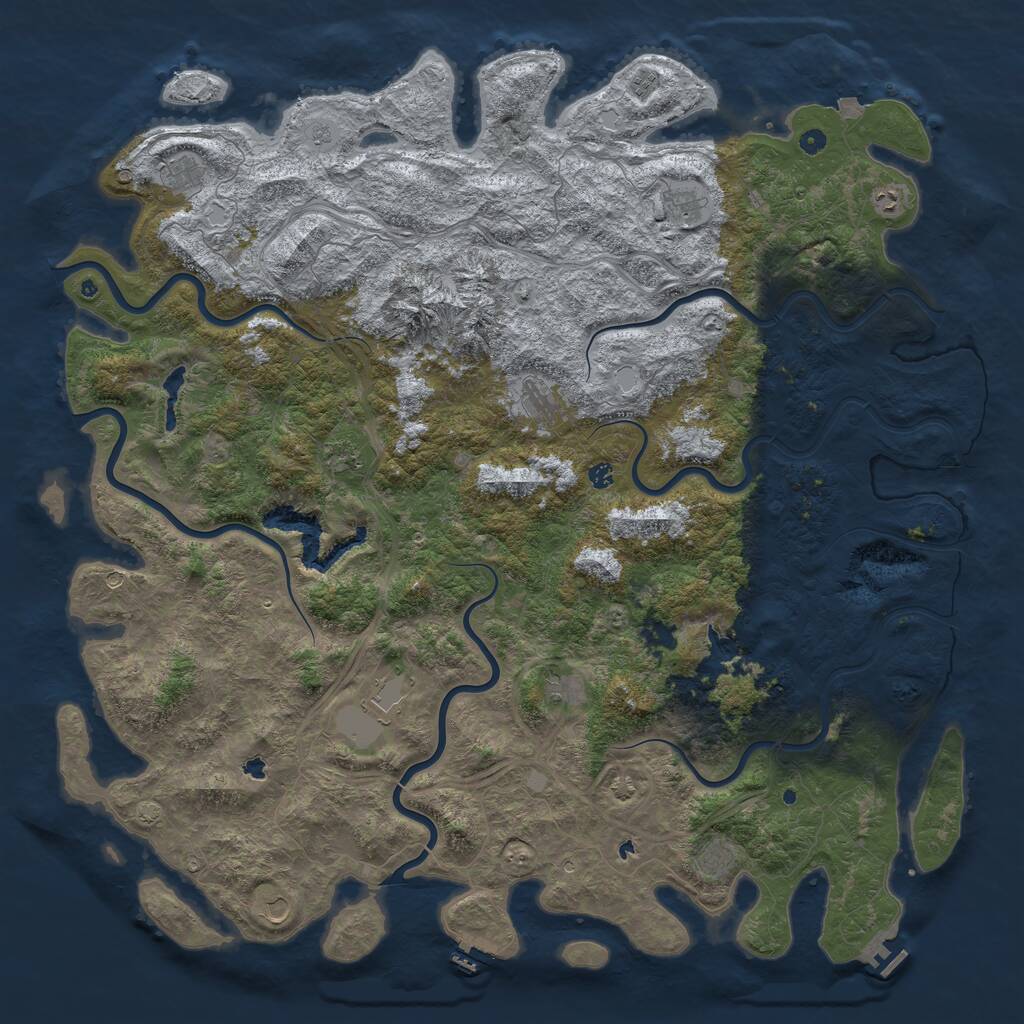 Rust Map: Procedural Map, Size: 6000, Seed: 19766104, 17 Monuments