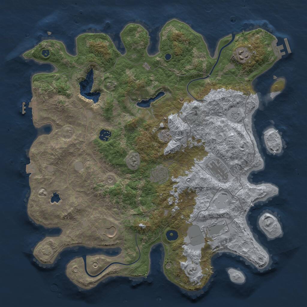Rust Map: Procedural Map, Size: 4000, Seed: 68767869, 13 Monuments
