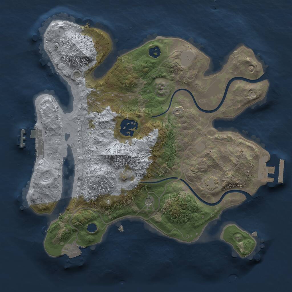 Rust Map: Procedural Map, Size: 2500, Seed: 55244865, 6 Monuments
