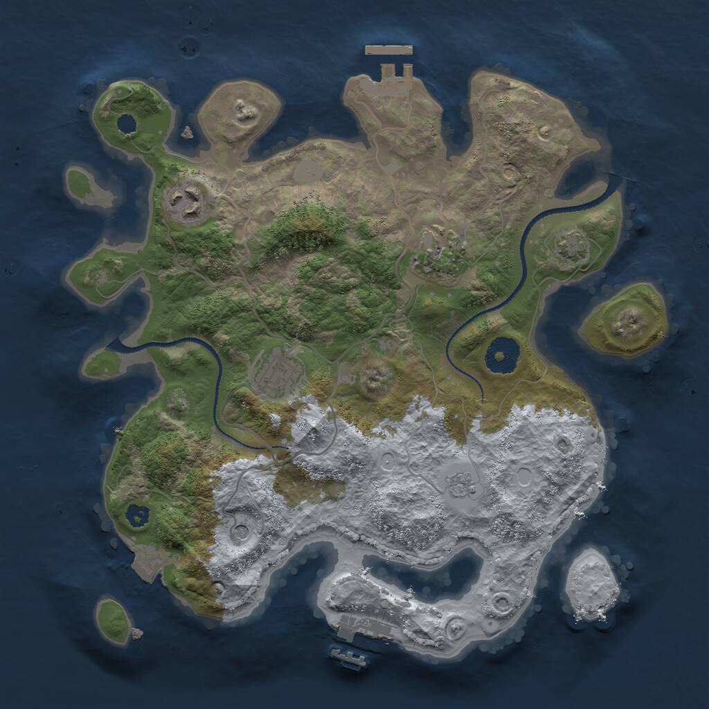 Rust Map: Procedural Map, Size: 3000, Seed: 921550878, 9 Monuments