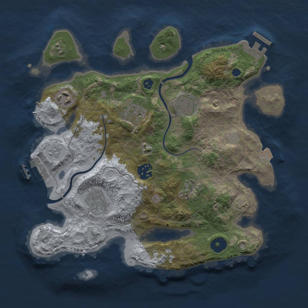 Rust Map: Procedural Map, Size: 3000, Seed: 57, 11 Monuments