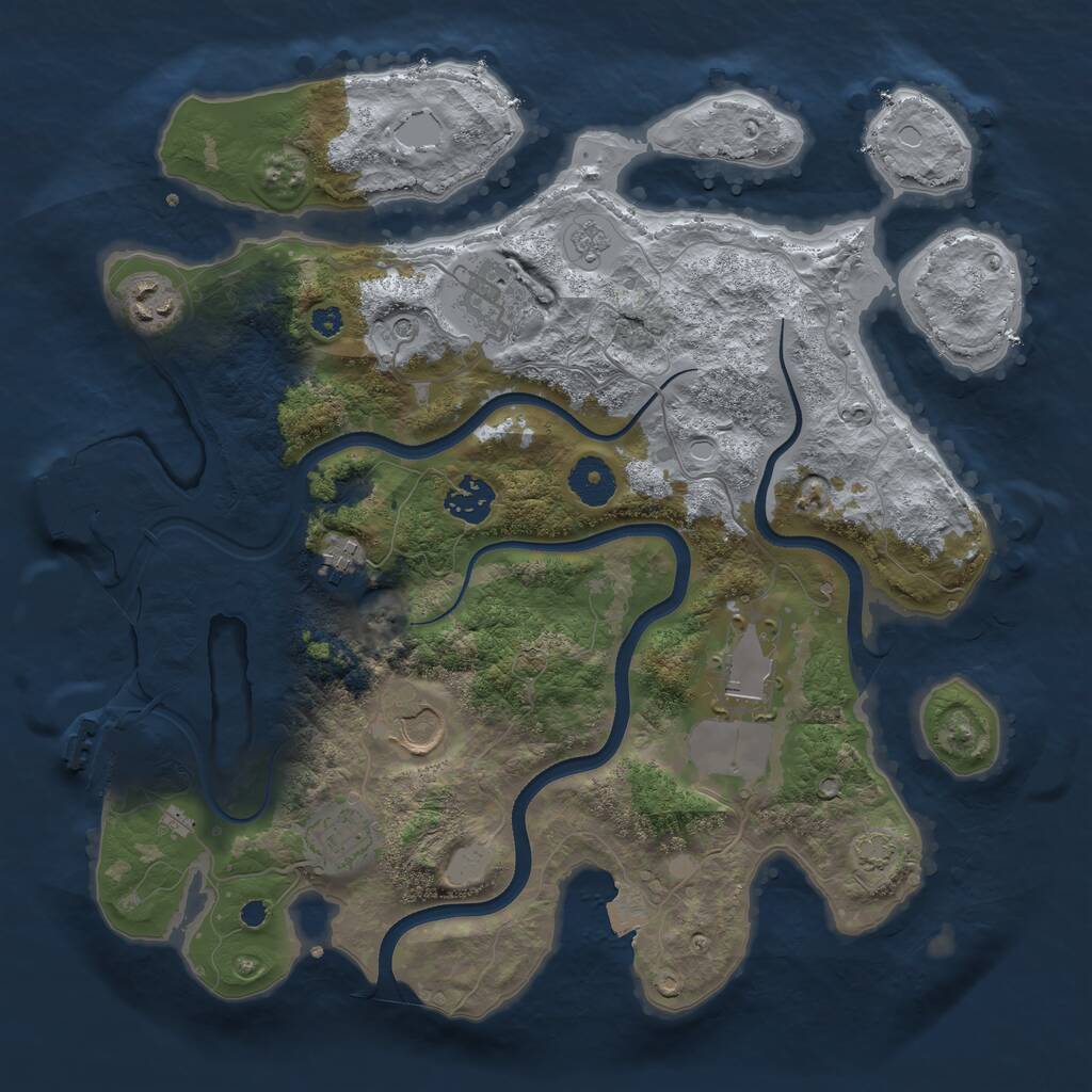 Rust Map: Procedural Map, Size: 3500, Seed: 720684596, 13 Monuments