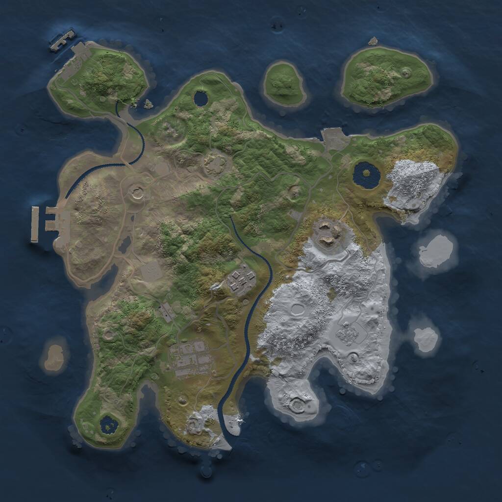 Rust Map: Procedural Map, Size: 2800, Seed: 99999, 9 Monuments