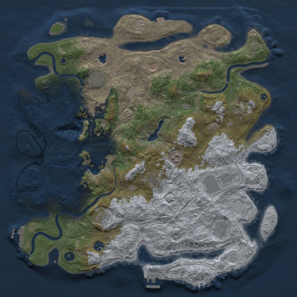 Rust Map: Procedural Map, Size: 4500, Seed: 1691691, 16 Monuments