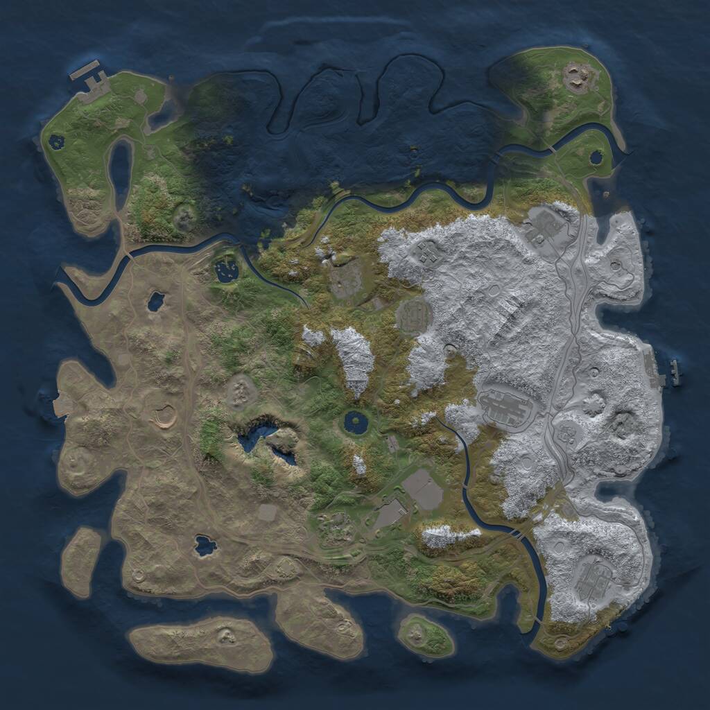 Rust Map: Procedural Map, Size: 4500, Seed: 1285639541, 17 Monuments