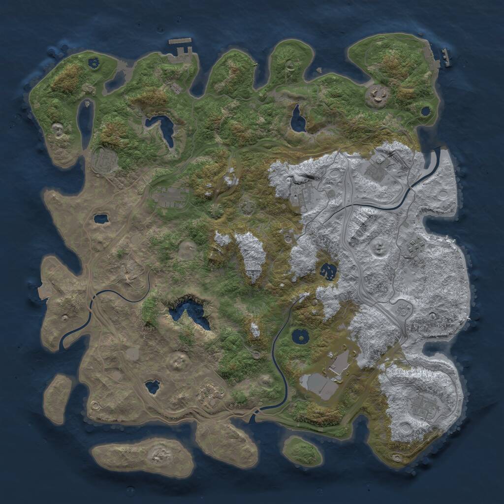 Rust Map: Procedural Map, Size: 4500, Seed: 1285639541, 16 Monuments