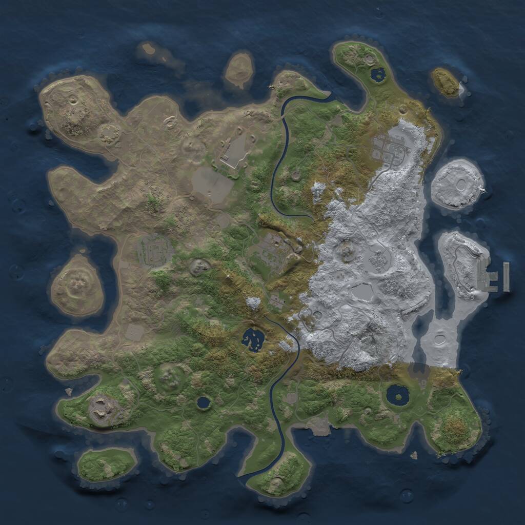 Rust Map: Procedural Map, Size: 3500, Seed: 1791963113, 11 Monuments