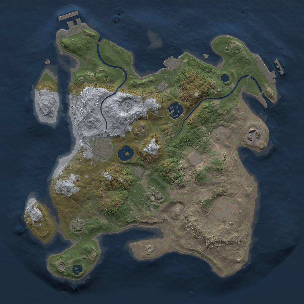Rust Map: Procedural Map, Size: 3000, Seed: 7615487, 10 Monuments