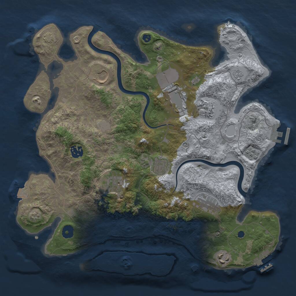 Rust Map: Procedural Map, Size: 3500, Seed: 394076298, 15 Monuments