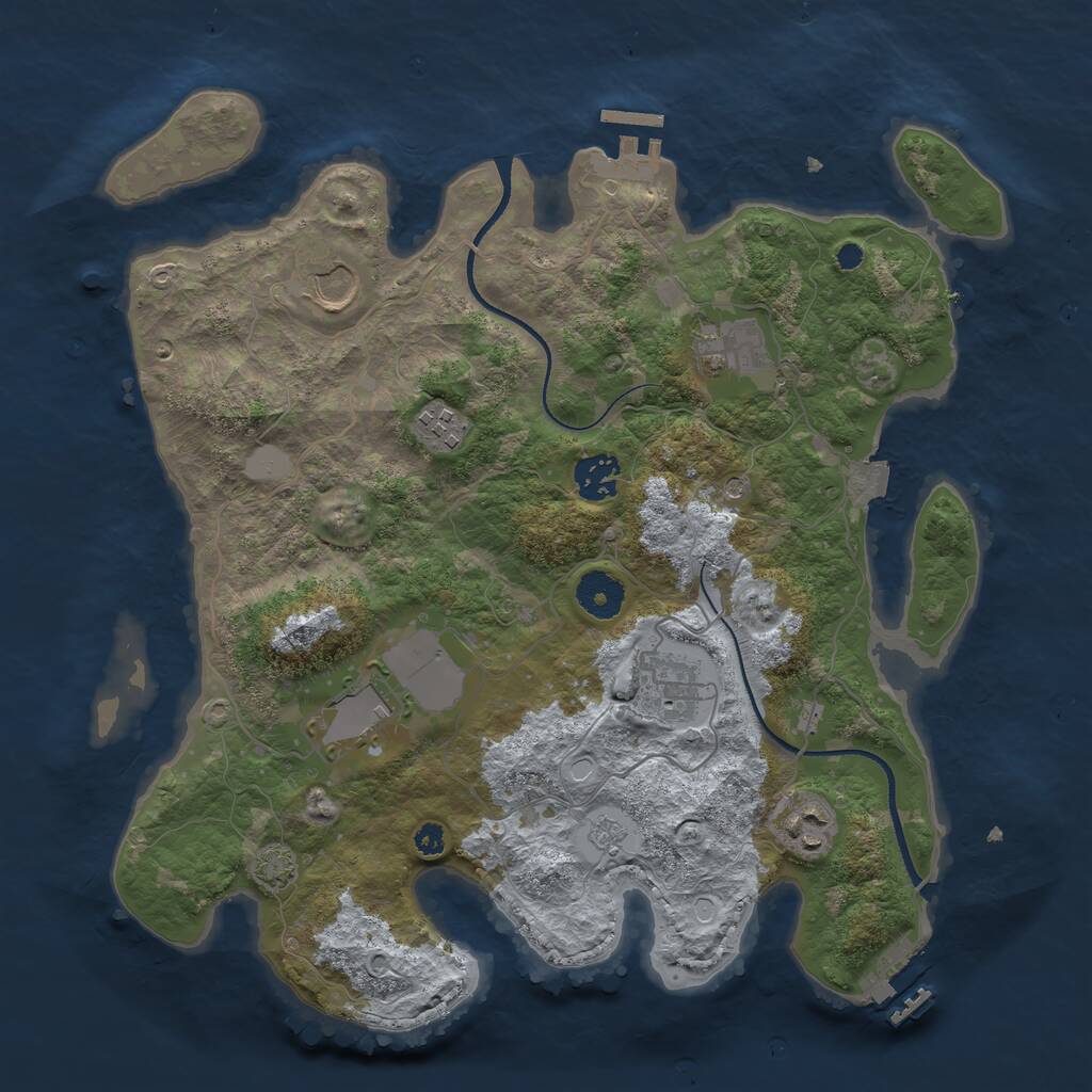 Rust Map: Procedural Map, Size: 3500, Seed: 52653, 13 Monuments