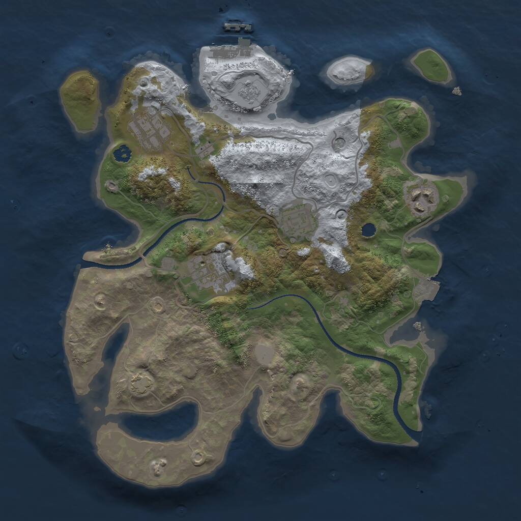 Rust Map: Procedural Map, Size: 3000, Seed: 678949576, 9 Monuments