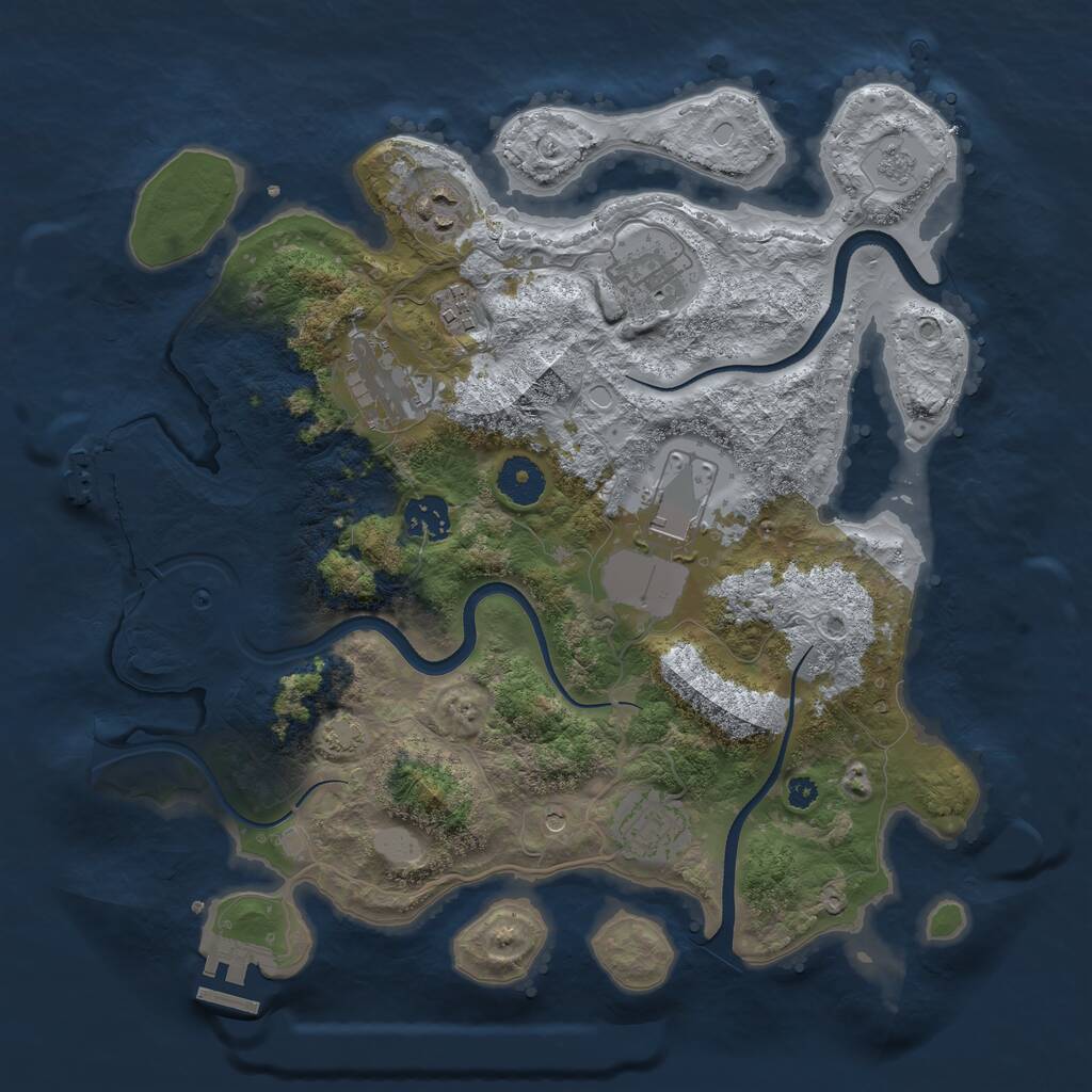 Rust Map: Procedural Map, Size: 3500, Seed: 1932428797, 13 Monuments