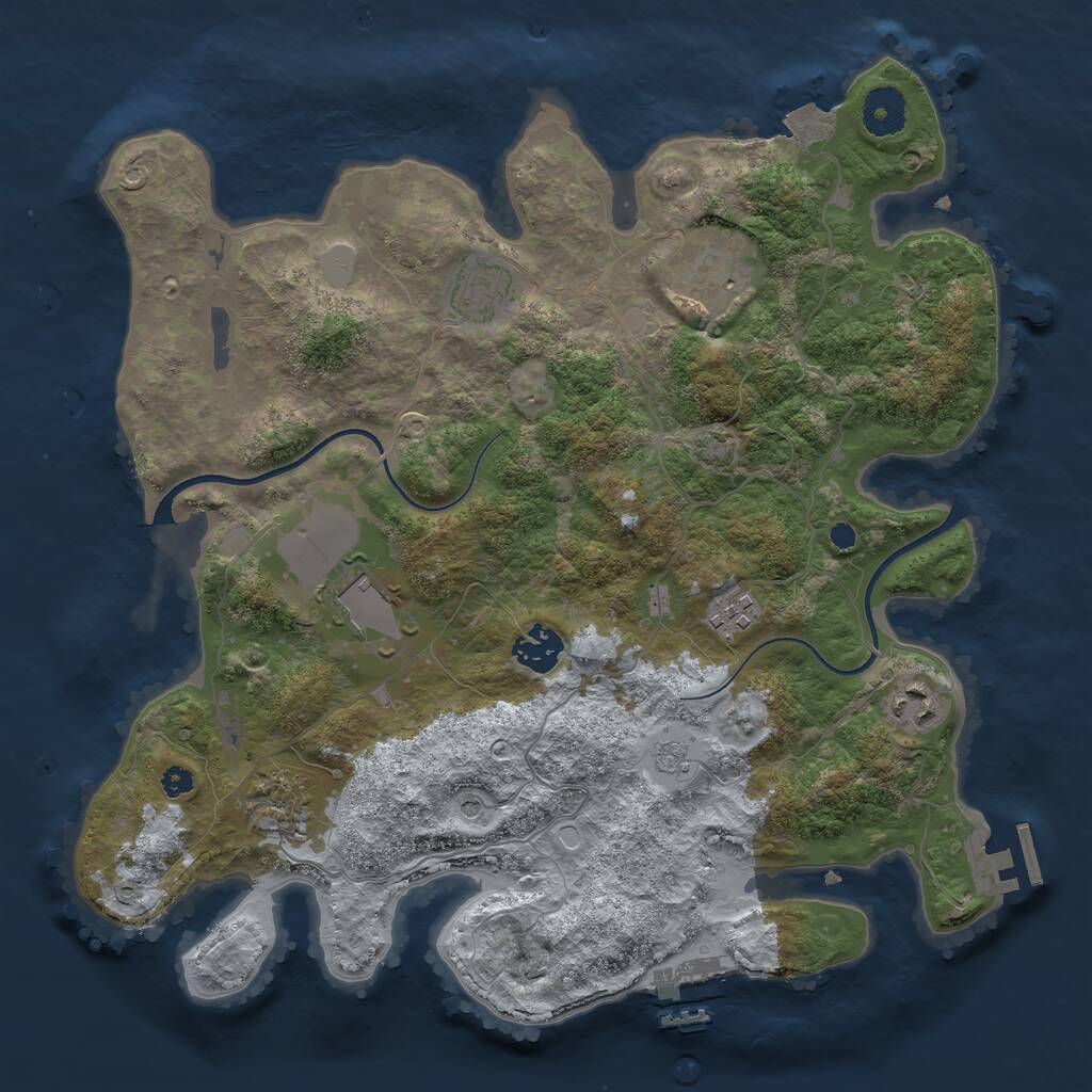 Rust Map: Procedural Map, Size: 3500, Seed: 987932729, 13 Monuments