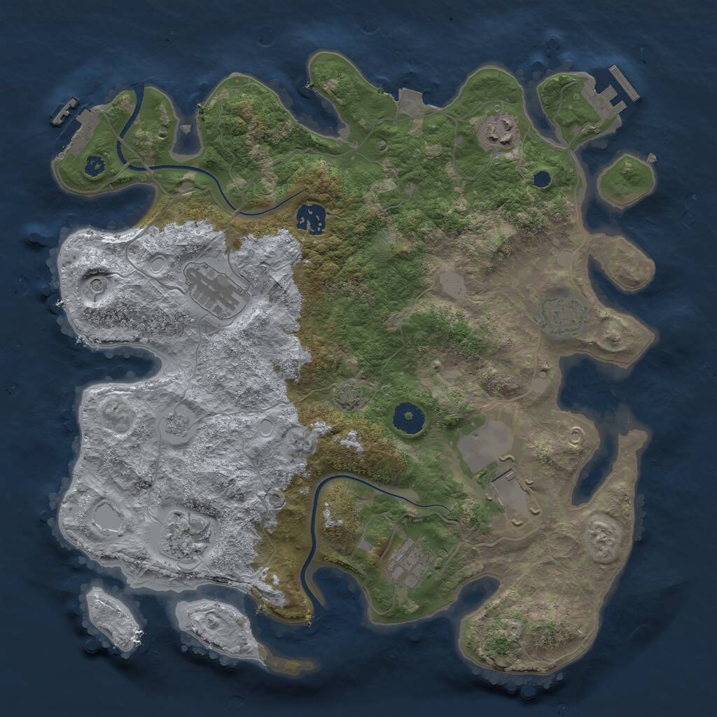 Rust Map: Procedural Map, Size: 3500, Seed: 2127518221, 13 Monuments