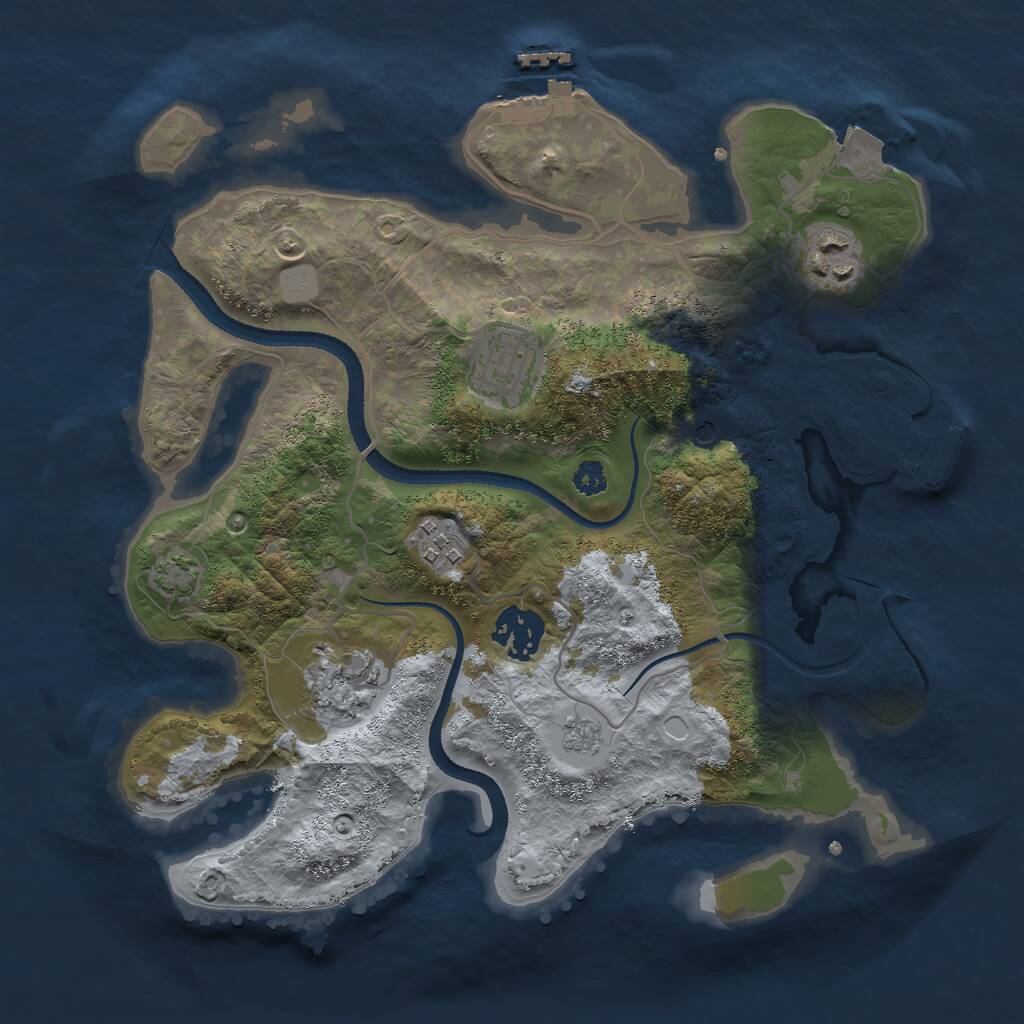 Rust Map: Procedural Map, Size: 3000, Seed: 34657, 11 Monuments